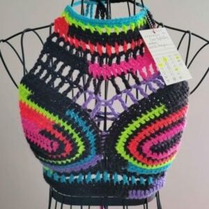 Bright Bikini Crop Top Handmade Crochet
